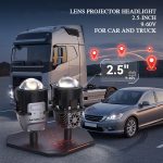 MASLAT 2.5 Inch Bi-LED Projector Headlight 105W High Beam 70W Low Beam Exclusive Lens Headlight