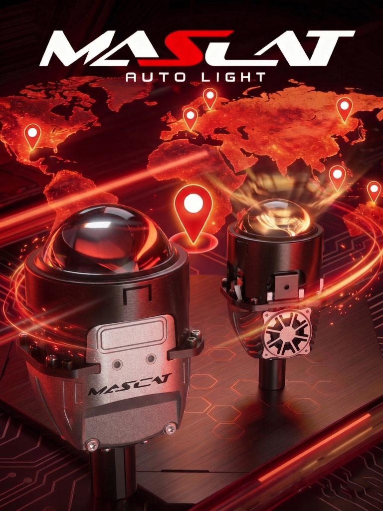 MASLAT 2.5 Inch Bi-LED Projector Headlight 105W High Beam 70W Low Beam Exclusive Lens Headlight
