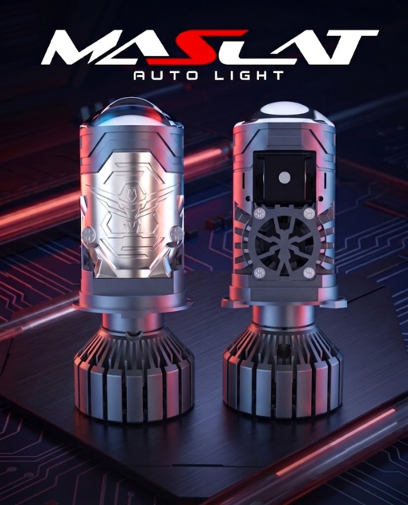 MASLAT Motorized High-Power H4 Bi-LED Lens Headlight High Brightness Exclusive Projector Headlight