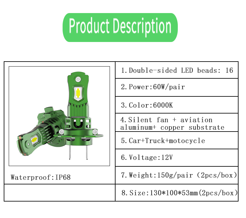 16-Core Plug & Play LED Headlight Bulb 6000K for Car SUV Truck | Custom 3000K & 4300K-N1