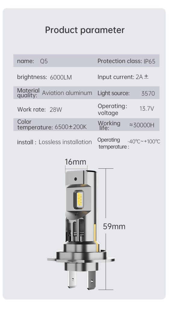 H4 H7 H11 9005 9006 Plug & Play LED Headlight Bulb 6500K Direct Replacement for vehicle