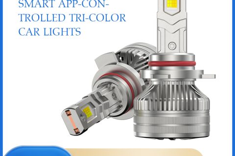 Smart APP Control Tri-Color LED Headlight Bulb Dual Copper Tube 3000K 4300K 6000K H1 H4 H7 H11 9005 9006 9012