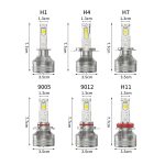 Smart APP Control Tri-Color LED Headlight Bulb Dual Copper Tube 3000K 4300K 6000K H1 H4 H7 H11 9005 9006 9012