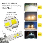 Smart APP Control Tri-Color LED Headlight Bulb Dual Copper Tube 3000K 4300K 6000K H1 H4 H7 H11 9005 9006 9012