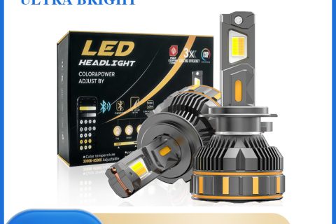 Smart APP Control Tri-Color LED Headlight Bulb Dual Copper Tube 3000K 4300K 6000K H1 H4 H7 H11 -R14