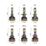 Smart APP Control Tri-Color LED Headlight Bulb Dual Copper Tube 3000K 4300K 6000K H1 H4 H7 H11 -R14