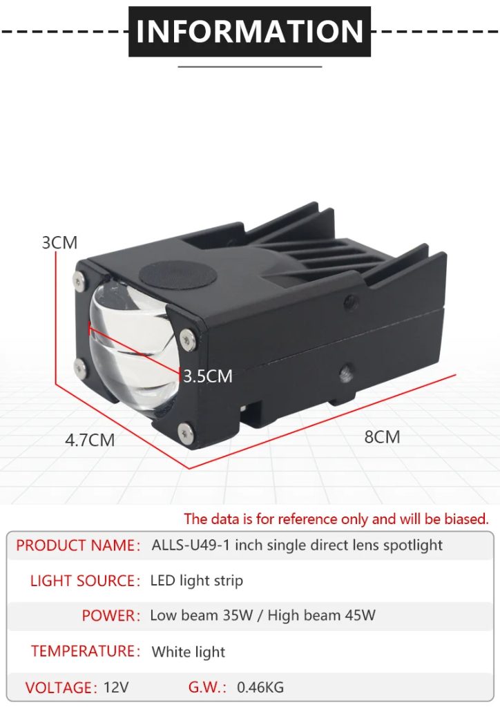 LED Grille Light High Low Beam Driving Light for Car Truck SUV Off Road Modification motorcycle electric vehicle high and low beam auxiliary spotlight-U49