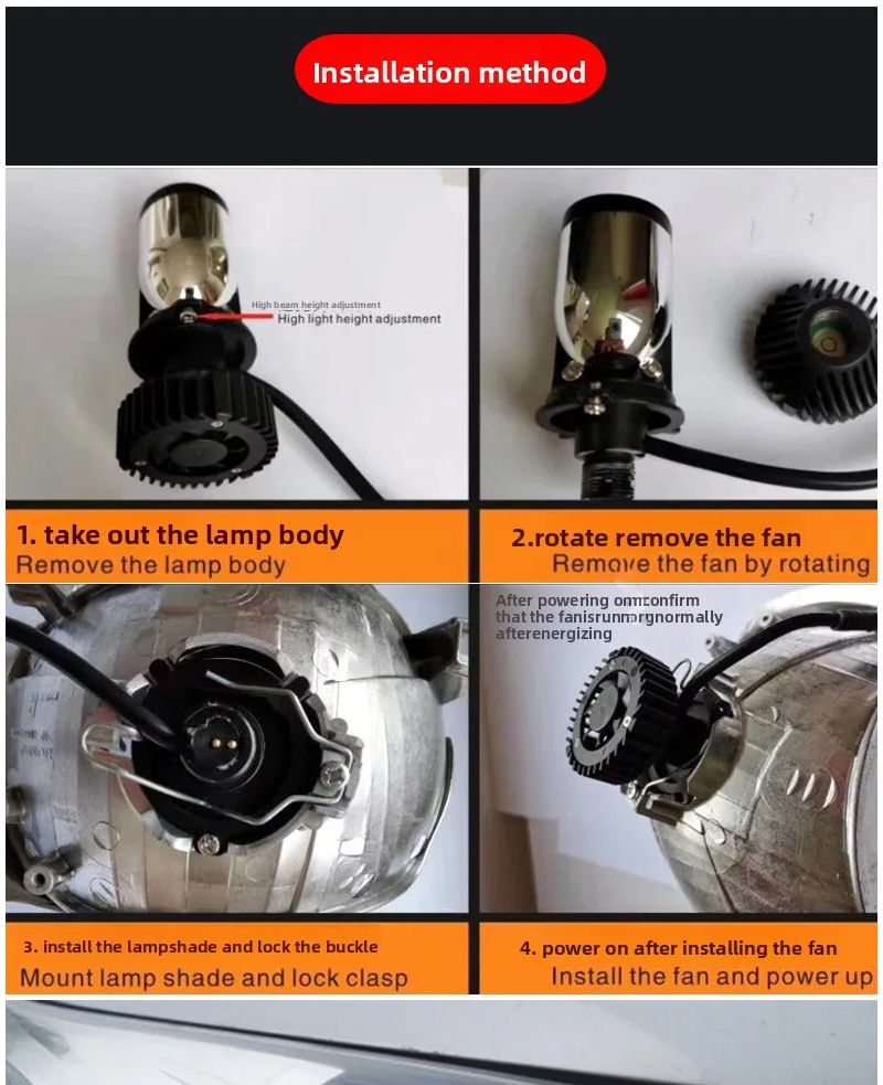 Y6 H4 Mini Lens LED Headlight White Light Automotive Motorcycle Universal Non Destructive Headlight-Y6