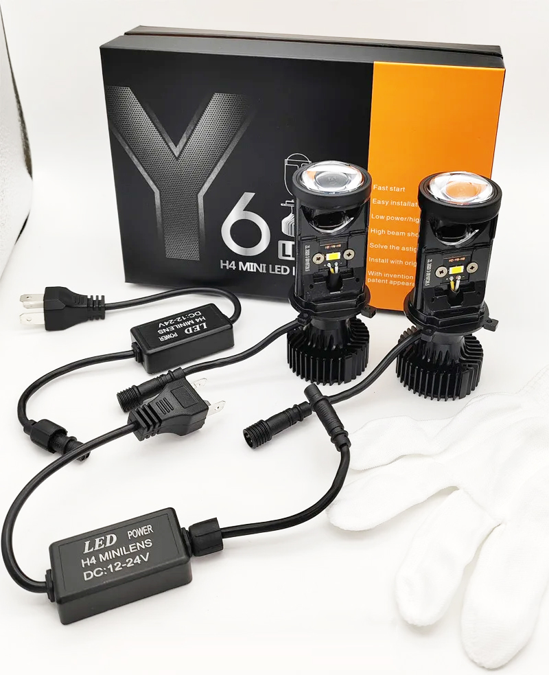 Y6 H4 Mini Lens LED Headlight White Light Automotive Motorcycle Universal Non Destructive Headlight-Y6