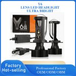 Y6 H4 Mini Lens LED Headlight White Light Automotive Motorcycle Universal Non Destructive Headlight-Y6