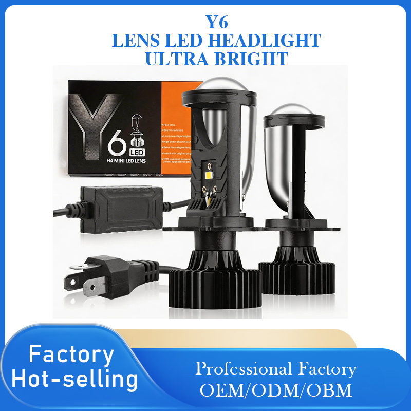 Y6 H4 Mini Lens LED Headlight White Light Automotive Motorcycle Universal Non Destructive Headlight-Y6