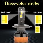 Smart Remote Control Tri-Color LED Headlight Bulb 3000K 4300K 6000K and Flash