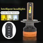 Smart Remote Control Tri-Color LED Headlight Bulb 3000K 4300K 6000K and Flash