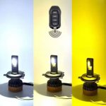 Smart Remote Control Tri-Color LED Headlight Bulb 3000K 4300K 6000K and Flash